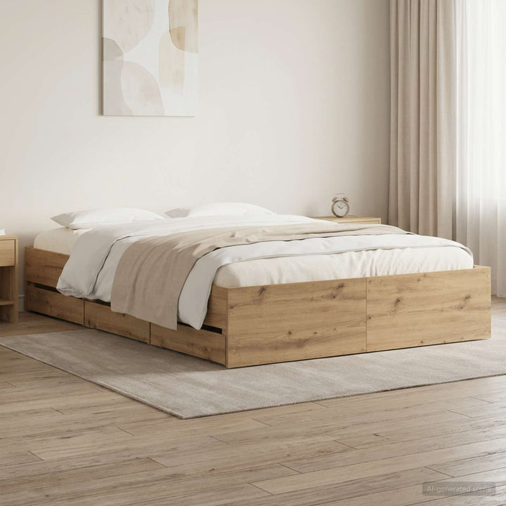 Sengestel med opbevaring Artisan-eg 120 x 200 cm