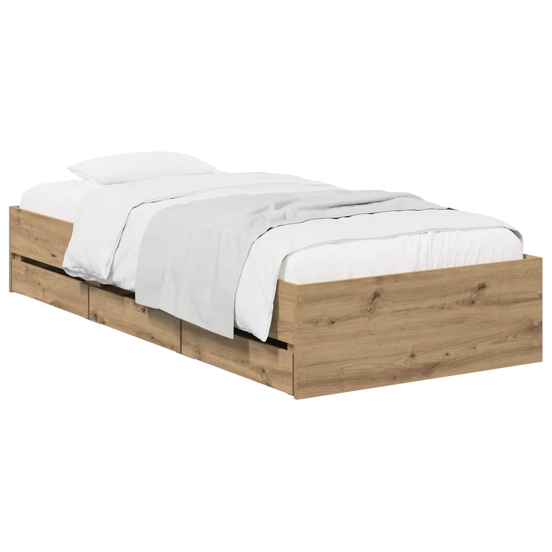 Sengestel med opbevaring Artisan-eg 90 x 200 cm Konstrueret træ