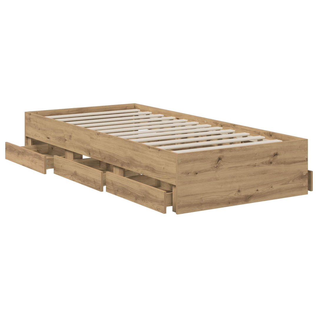 Sengestel med opbevaring Artisan-eg 90 x 200 cm Konstrueret træ
