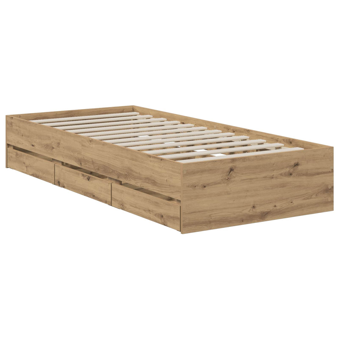 Sengestel med opbevaring Artisan-eg 90 x 200 cm Konstrueret træ