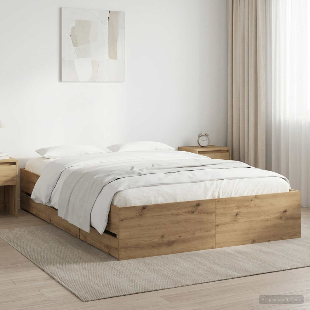 Sengestel med opbevaring Artisan-eg 140 x 190 cm