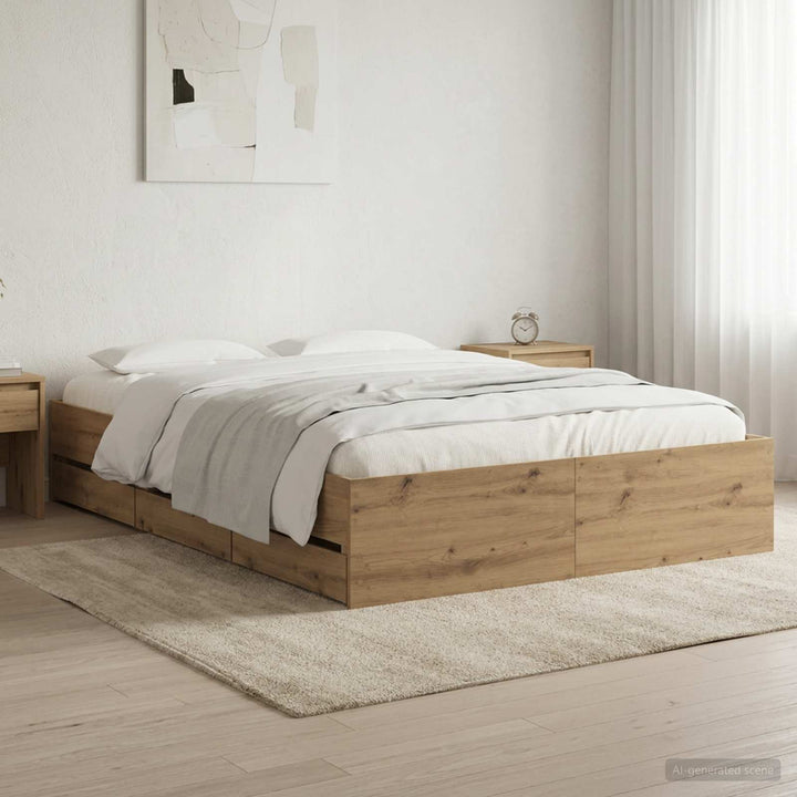 Sengestel med opbevaring Artisan-eg 135 x 190 cm