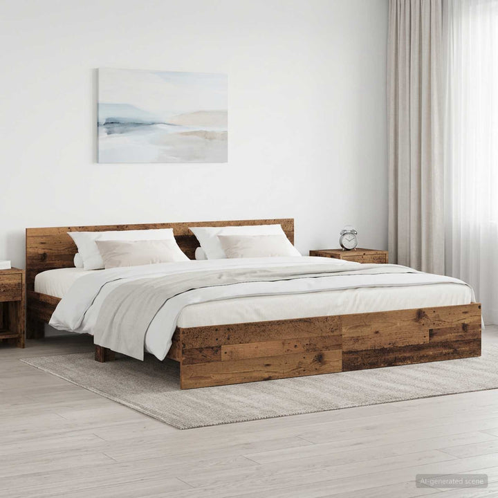 Sengestel med hovedgærde Gammelt træ 200 x 200 cm