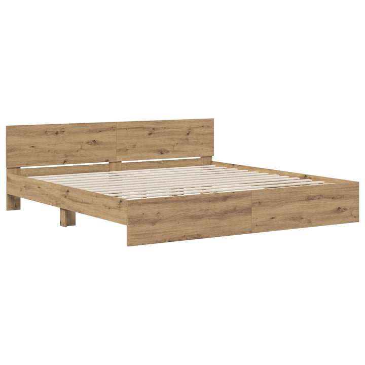 Sengestel med hovedgærde med hovedgærde Artisan-eg 200 x 200 cm