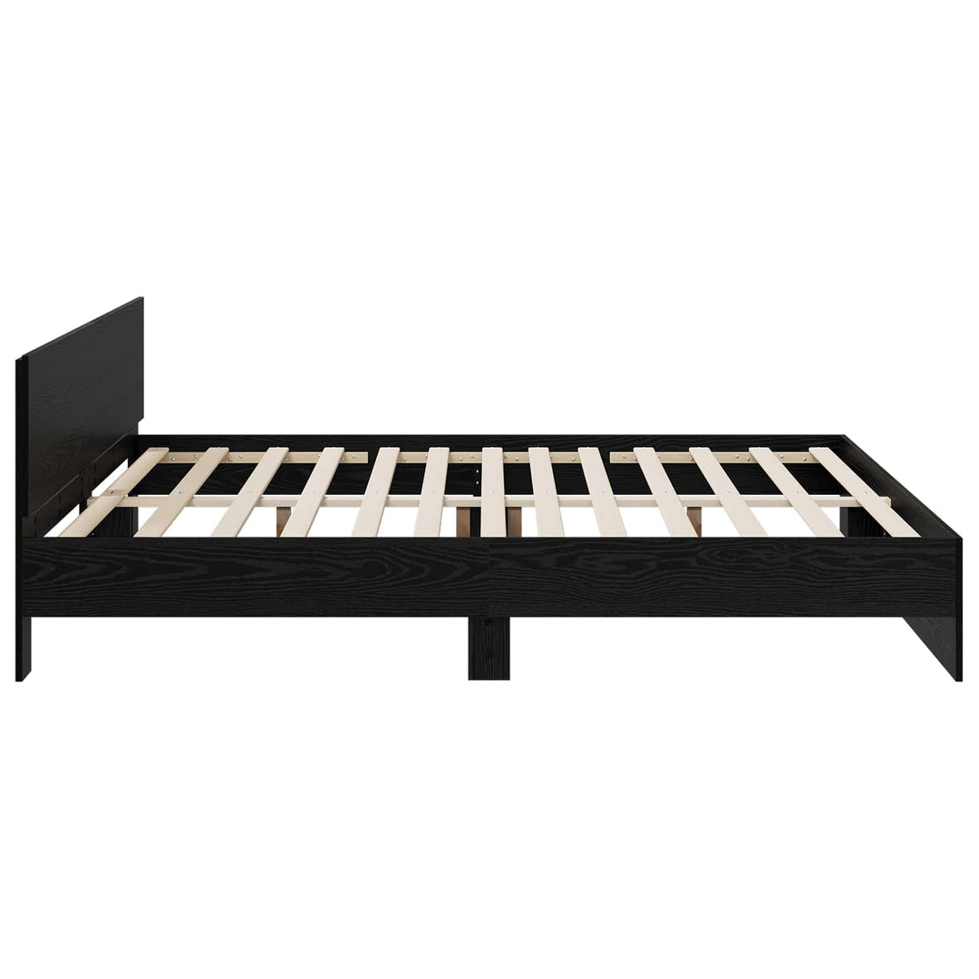 Sengeramme med sengegavl Sort eg 200 x 200 cm Konstrueret træ