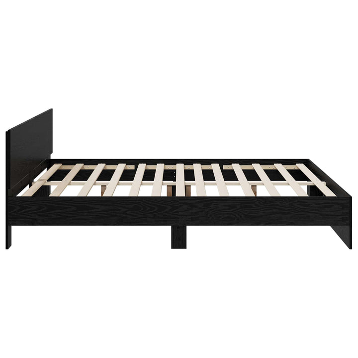 Sengeramme med sengegavl Sort eg 200 x 200 cm Konstrueret træ