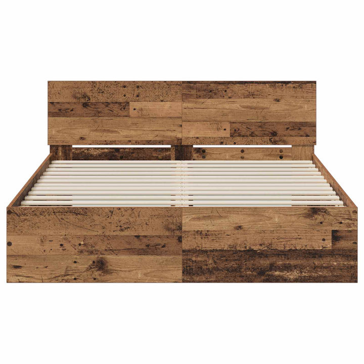 Sengeramme med sengegavl Gammelt træ 140 x 200 cm