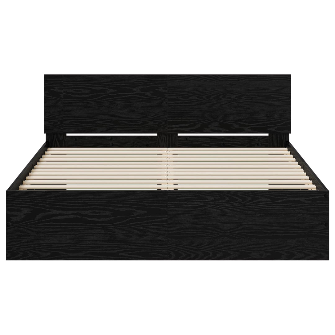 Sengeramme med sengegavl Sort eg 140 x 200 cm Konstrueret træ