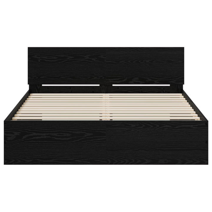 Sengeramme med sengegavl Sort eg 140 x 200 cm Konstrueret træ