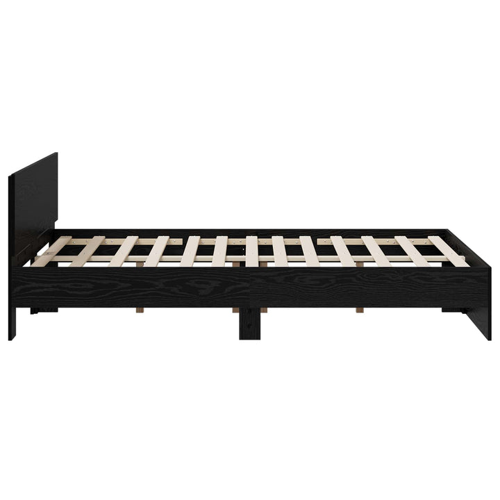 Sengeramme med sengegavl Sort eg 120 x 200 cm Konstrueret træ