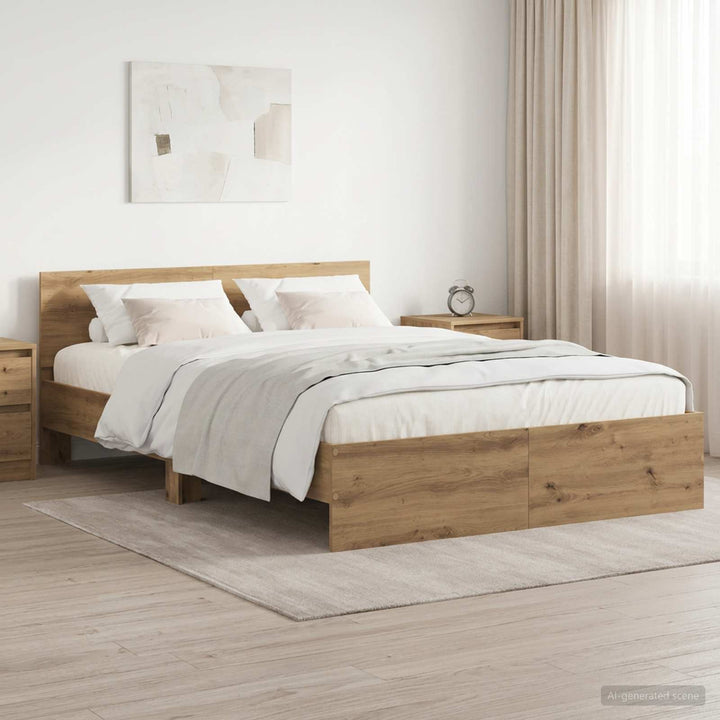 Sengeramme med sengegavl Artisan-eg 140 x 190 cm