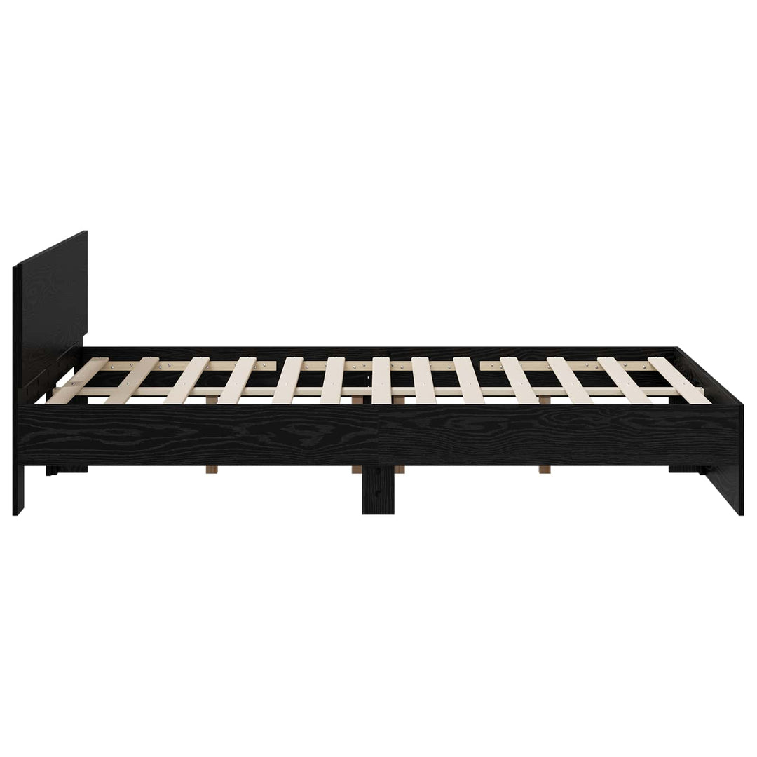 Sengeramme med sengegavl Sort eg 140 x 190 cm Konstrueret træ