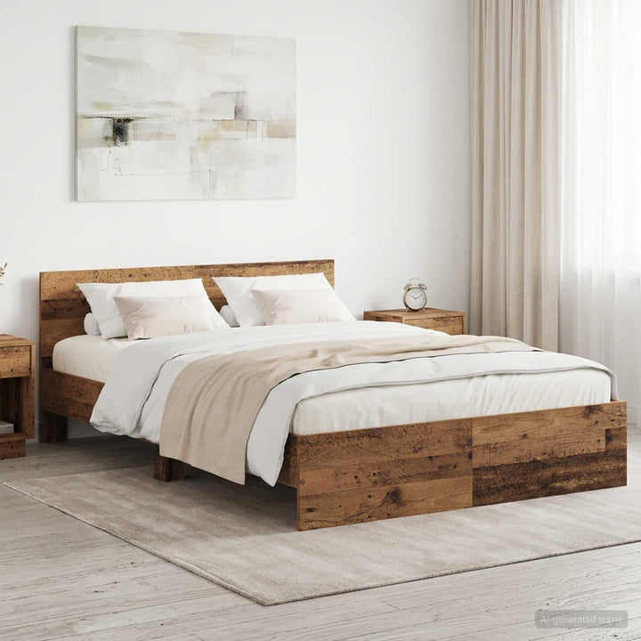 Sengestel med hovedgærde Gammelt træ 135 x 190 cm