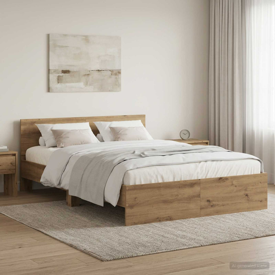 Sengestel med hovedgærde Artisan-eg 135 x 190 cm