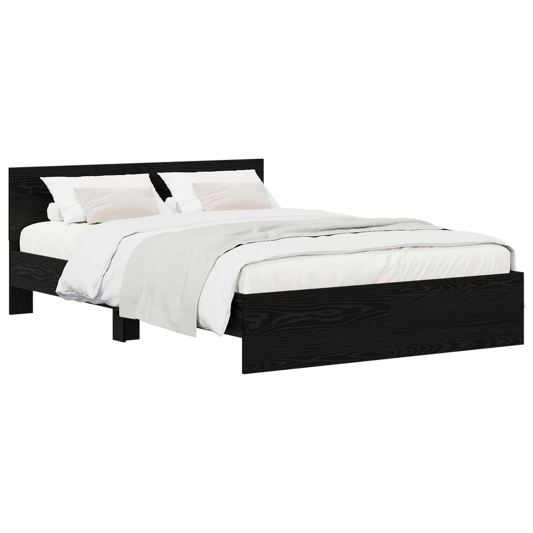 Sengestel med hovedgærde Sort eg 135 x 190 cm Konstrueret træ