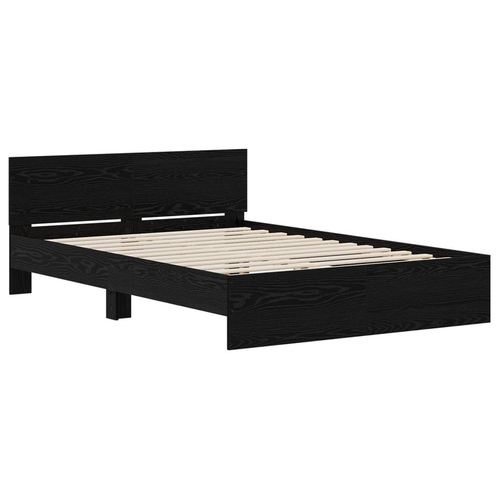 Sengestel med hovedgærde Sort eg 135 x 190 cm Konstrueret træ