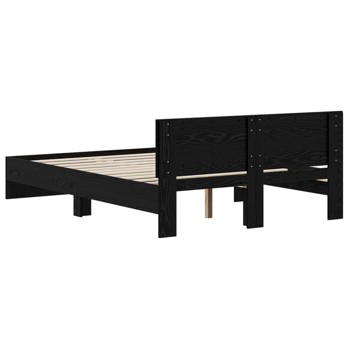 Sengestel med hovedgærde Sort eg 135 x 190 cm Konstrueret træ