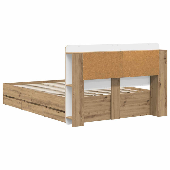 Sengestel med opbevaring og hovedgærde Artisan-eg 120 x 200 cm