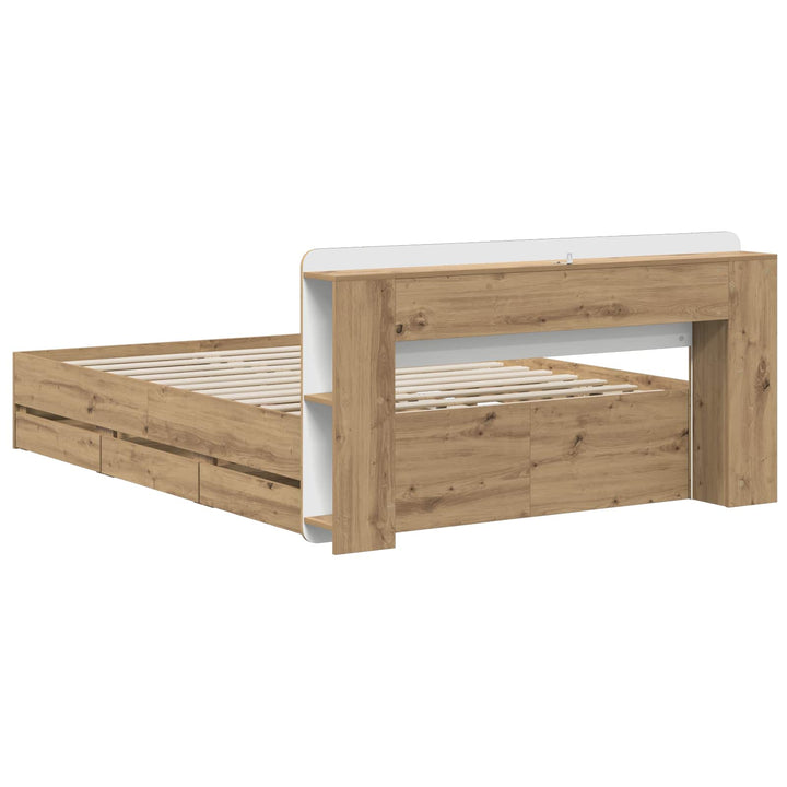 Sengestel med opbevaring og hovedgærde Artisan-eg 120 x 200 cm