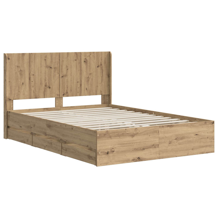 Sengestel med opbevaring og hovedgærde Artisan Oak 120 x 200 cm
