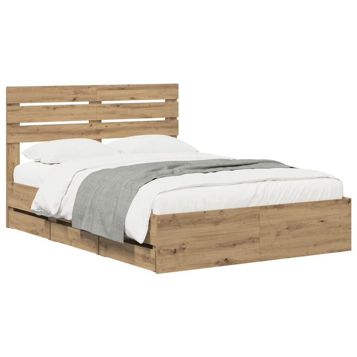 Bed Frame with Storage and Headboard Artisan Oak 120 x 200 cm
