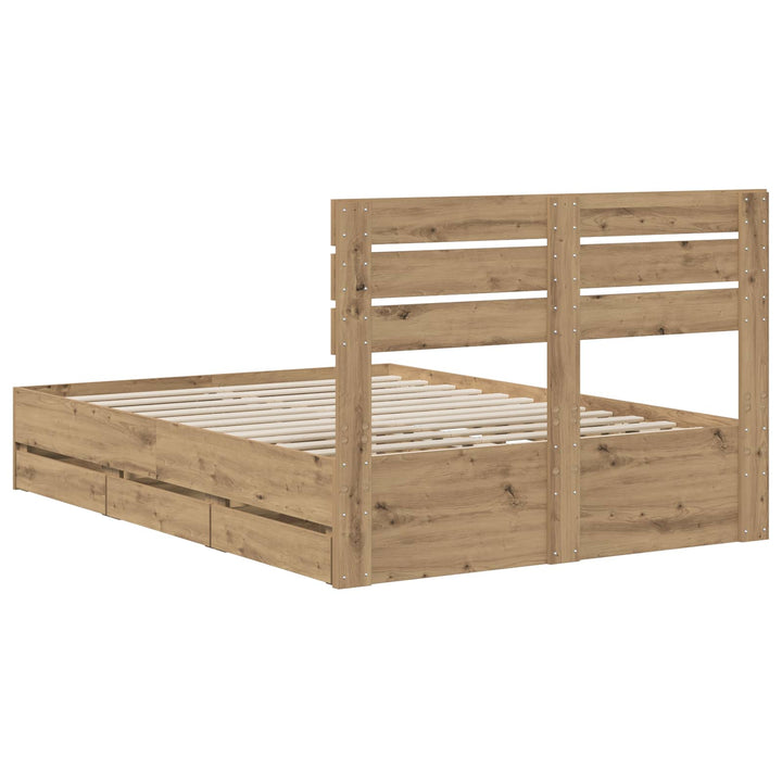 Bed Frame with Storage and Headboard Artisan Oak 120 x 200 cm
