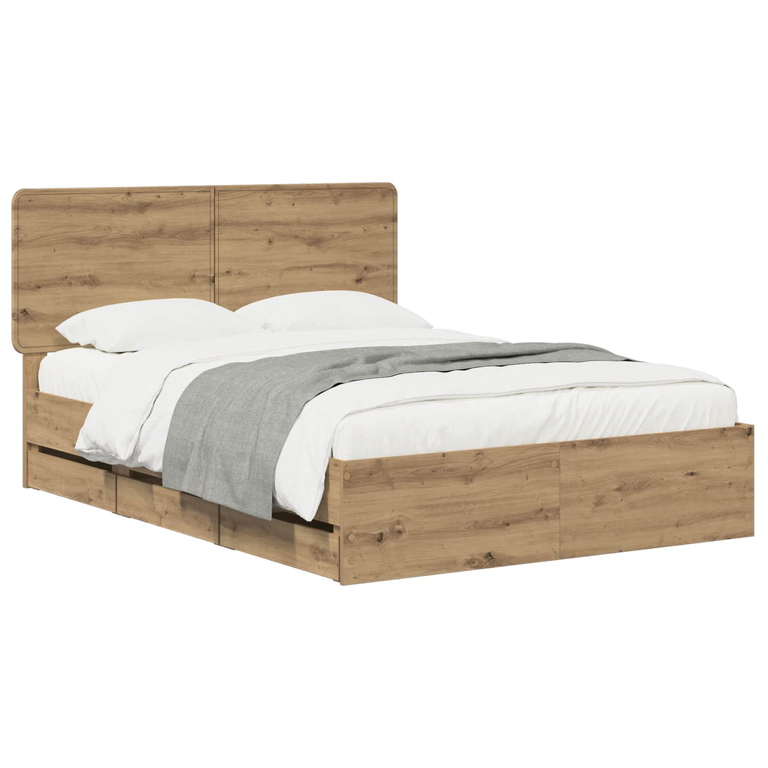 Bed Frame with Storage and Headboard Artisan Oak 120 x 200 cm