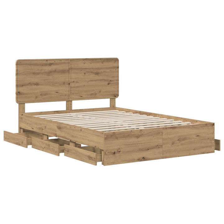 Bed Frame with Storage and Headboard Artisan Oak 120 x 200 cm