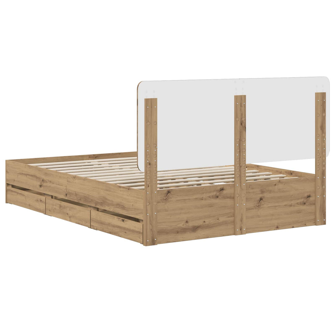 Bed Frame with Storage and Headboard Artisan Oak 120 x 200 cm