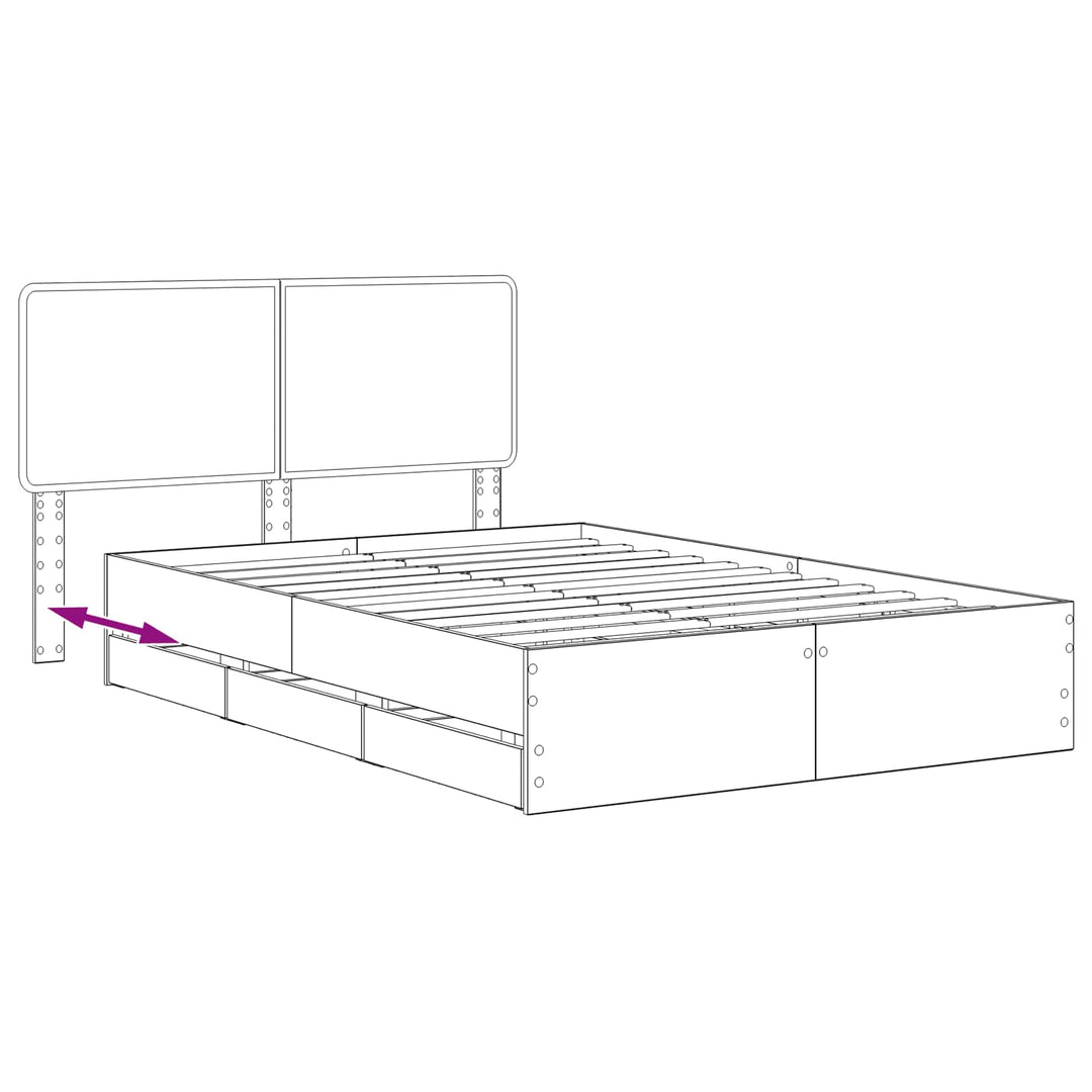 Bed Frame with Storage and Headboard Artisan Oak 120 x 200 cm