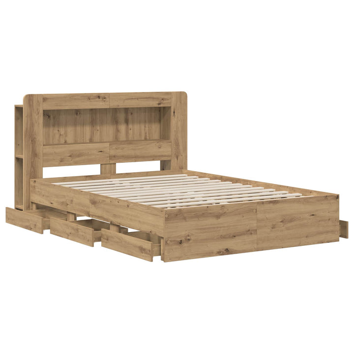 Sengestel med opbevaring og hovedgærde Artisan-eg 150 x 200 cm