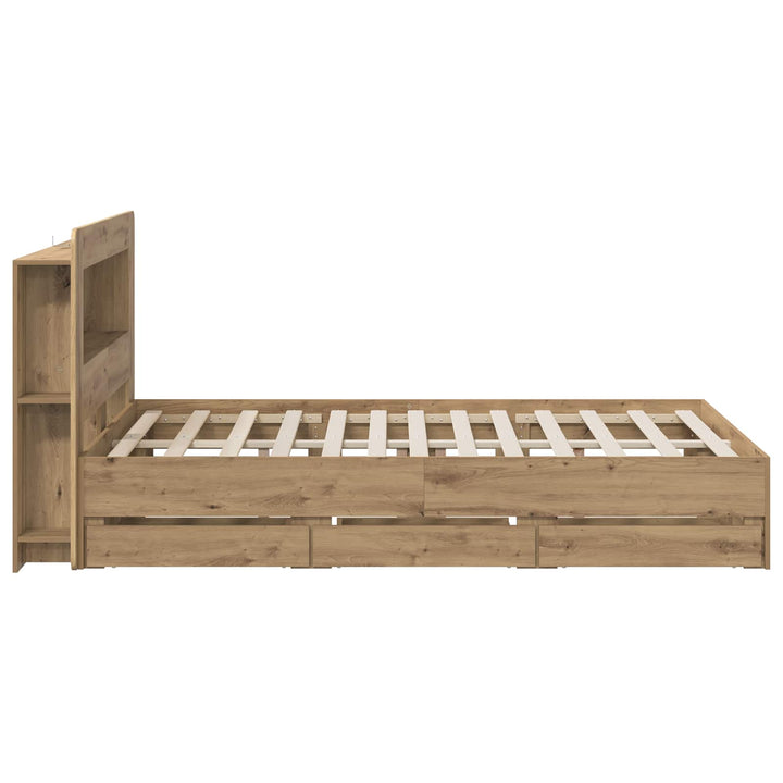 Sengestel med opbevaring og hovedgærde Artisan-eg 150 x 200 cm