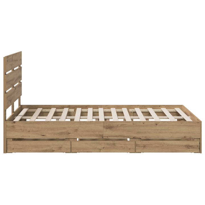 Bed Frame with Storage and Headboard Artisan Oak 160 x 200 cm