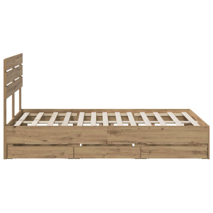 Bed Frame with Storage and Headboard Artisan Oak 160 x 200 cm