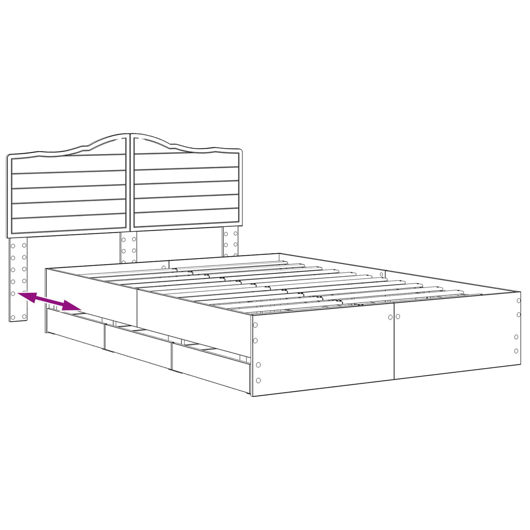Bed Frame with Storage and Headboard Artisan Oak 160 x 200 cm