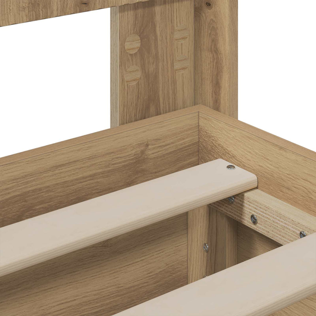 Sengestel med opbevaring og hovedgærde Artisan Oak 90 x 200 cm