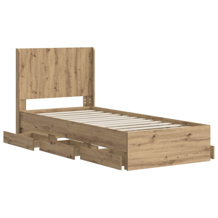 Sengestel med opbevaring og hovedgærde Artisan Oak 90 x 200 cm