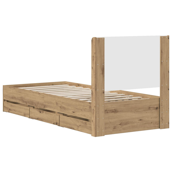 Sengestel med opbevaring og hovedgærde Artisan Oak 90 x 200 cm