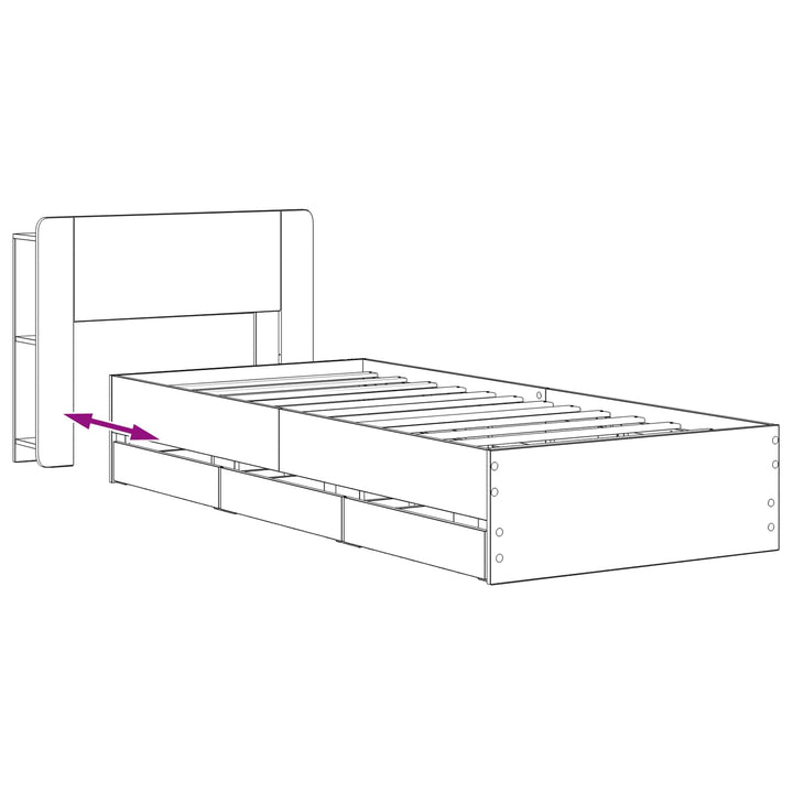 Sengestel med opbevaring og hovedgærde Artisan-eg 90 x 200 cm