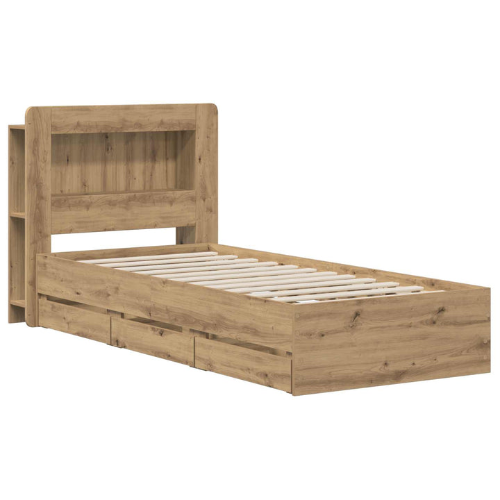 Sengestel med opbevaring og hovedgærde Artisan-eg 90 x 200 cm