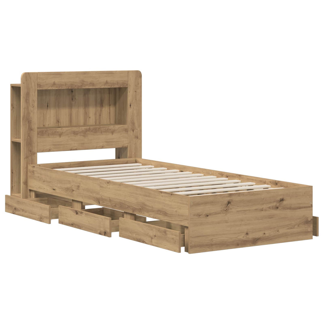 Sengestel med opbevaring og hovedgærde Artisan-eg 90 x 200 cm