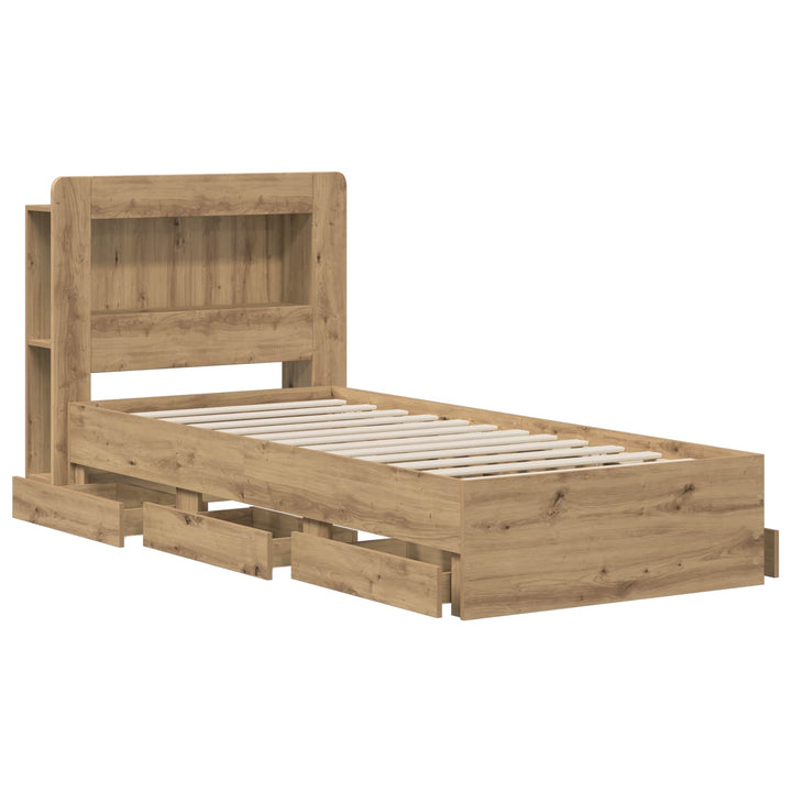 Sengestel med opbevaring og hovedgærde Artisan-eg 90 x 200 cm