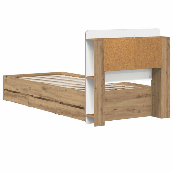 Sengestel med opbevaring og hovedgærde Artisan-eg 90 x 200 cm