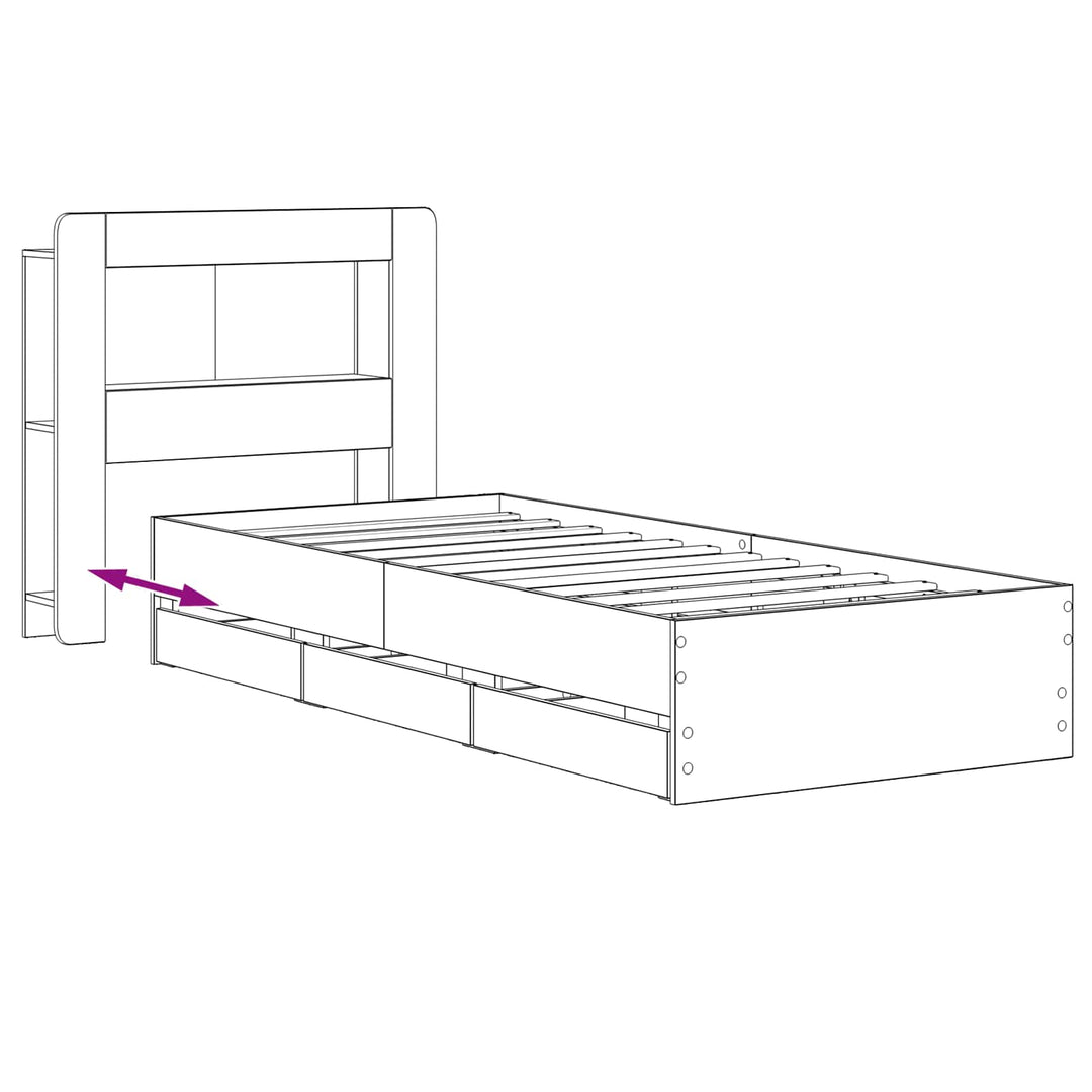 Sengestel med opbevaring og hovedgærde Artisan-eg 90 x 200 cm