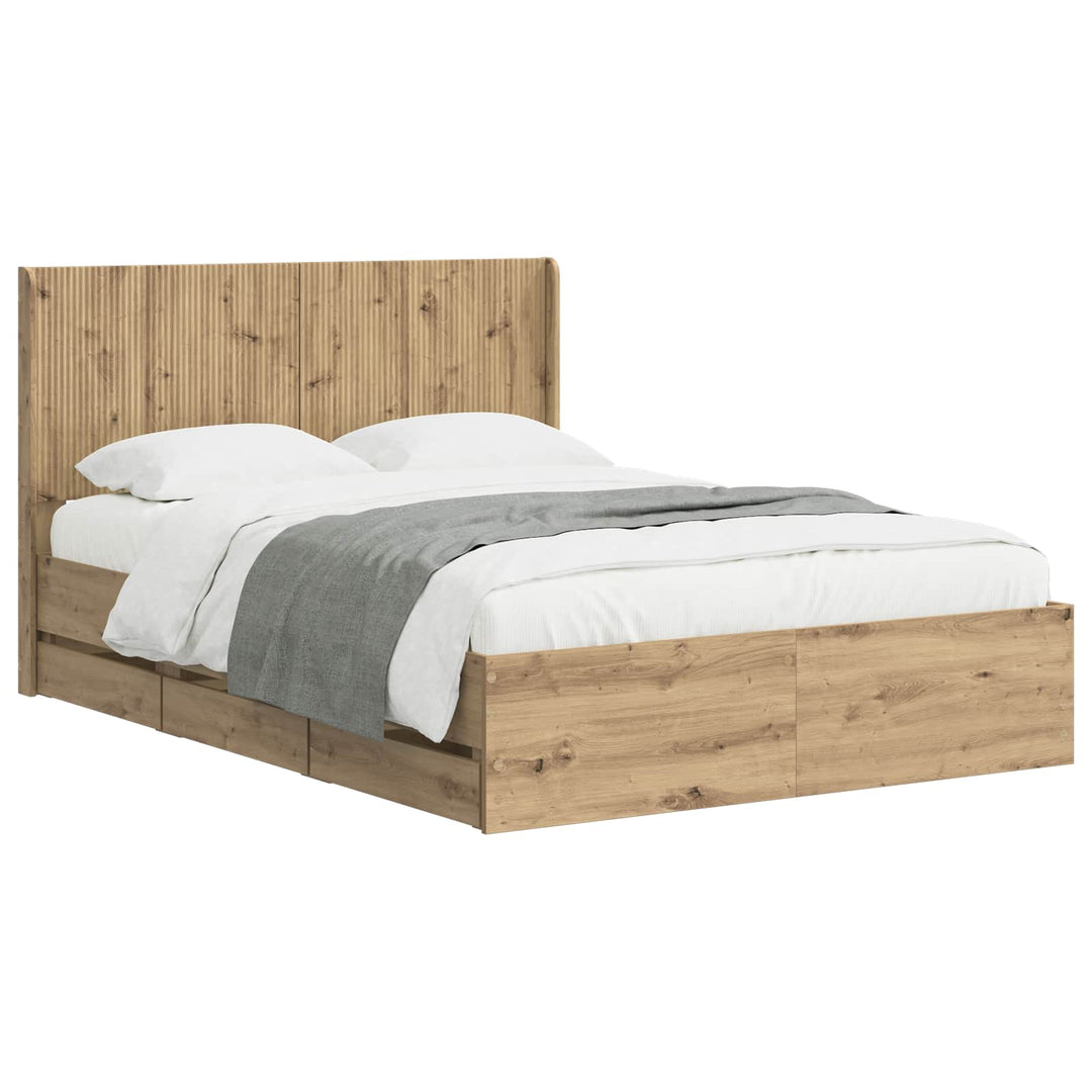 Sengestel med opbevaring og hovedgærde Artisan Oak 140 x 190 cm