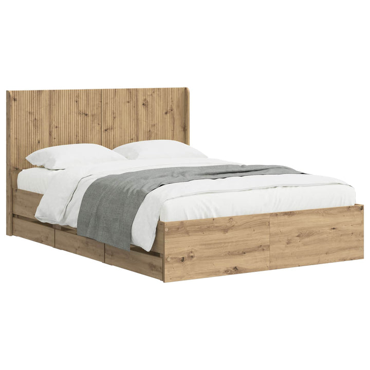 Sengestel med opbevaring og hovedgærde Artisan Oak 140 x 190 cm