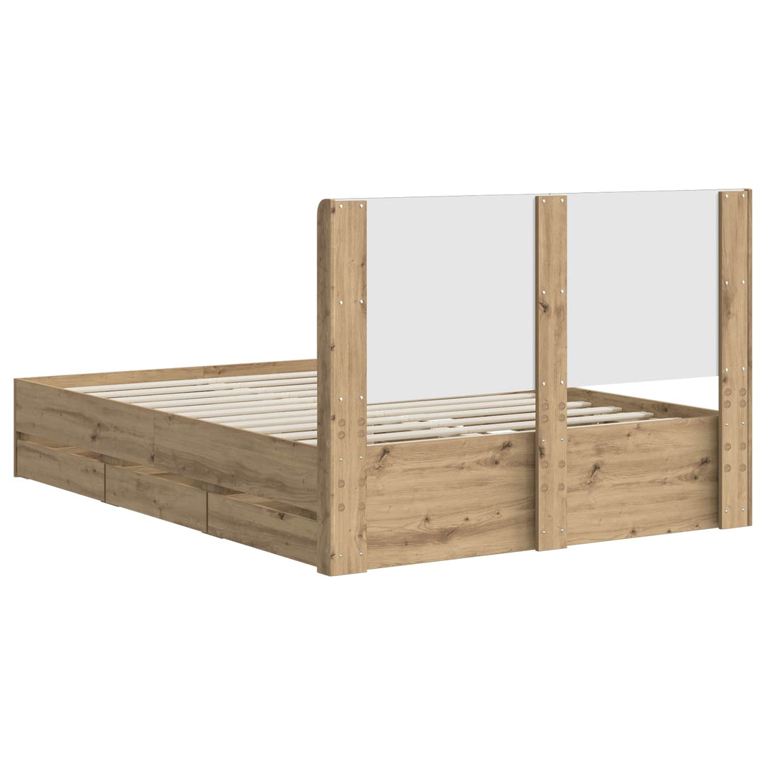 Sengestel med opbevaring og hovedgærde Artisan Oak 140 x 190 cm