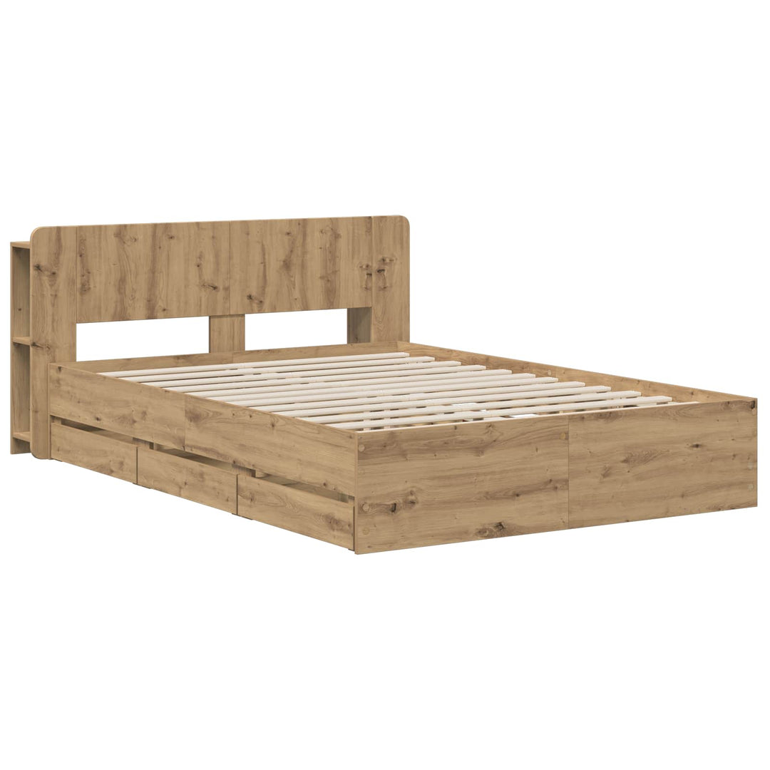 Sengestel med opbevaring og hovedgærde Artisan-eg 140 x 190 cm