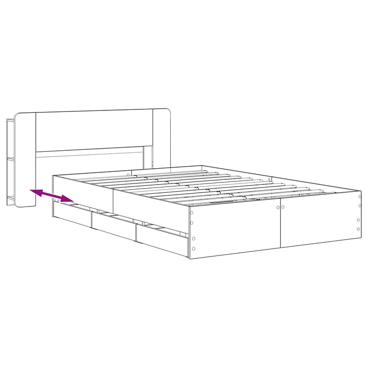 Sengestel med opbevaring og hovedgærde Artisan-eg 140 x 190 cm