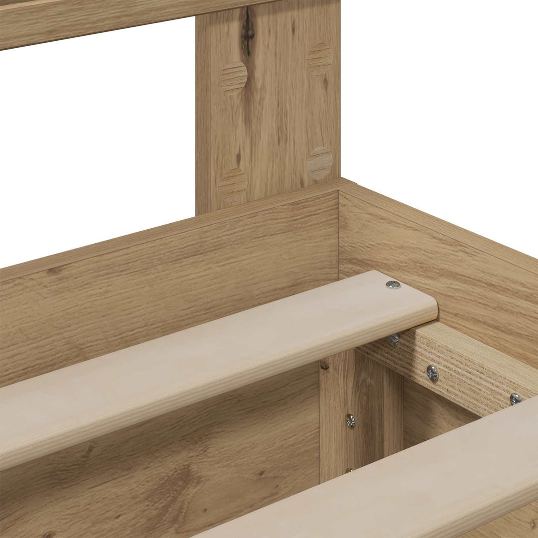 Bed Frame with Storage and Headboard Artisan Oak 140 x 190 cm